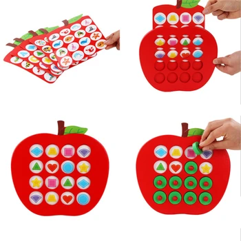 Educação Quebra-cabeça 3D Brinquedos de Madeira Crianças Apple Memória combina com Jogo de Xadrez Família Casual Jogos de Puzzle Ideal para crianças, Presente de Dia
