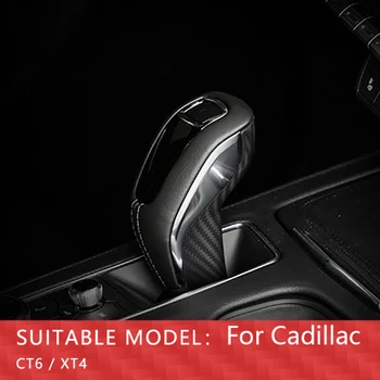 1 Conjunto Para Cadillac CT6 XT4 2019-2020 Botão de Mudança de Cobrir Carro Engrenagem Shell Interior de Fibra de Carbono, Etiqueta da Guarnição