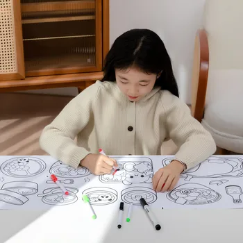 Bebês Colorir Papel de Presente DIY Desenho de Rolo Para Crianças Artesanais de corte de Papel de desenho animado Adesivos de Graffiti de Deslocamento de Brinquedos Educativos Criança