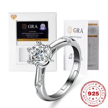 HOYON Ouro Branco 18K Com GRA Certificado D Cor VVS Moissanite anel Para as Mulheres 1carat diamante psíquica S925 Presente do Dia dos Namorados