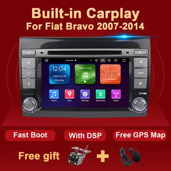 Eunavi 2 Din Android de 10 carros player de Multimídia de Auto Radio GPS PC da Fiat Bravo 2007 2008 2009 2010 2011 2012 Automotivo Áudio 4G