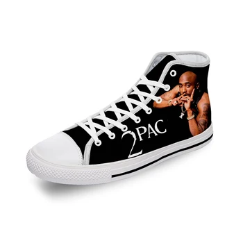Rap 2pac Tupac Alta Superior Tênis Mens Womens Adolescente Casuais Sapatos de Lona de Tênis de Impressão 3D Respirável Leve sapato