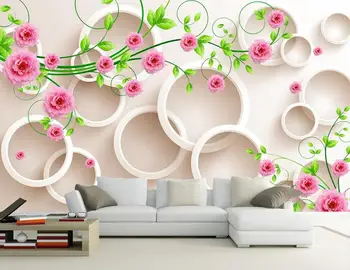 3d papel de parede personalizado mural moderno flores círculo paisagem foto de fundo papel de parede para parede em rolos de decoração sala de estar