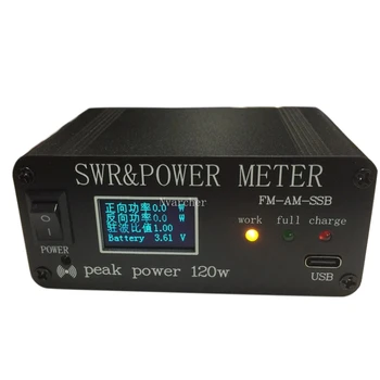 1.8 Mhz 50 mhz 0,5 W-120 SWR HF Curto de Onda de Onda estacionária Medidor de SWR E Medidor de Potência + Bateria + OLED FM AM SSB CW
