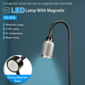 SOL SS-804 Magnético Lâmpada LED Ímã base da ESPIGA pavio da Lâmpada de Alumínio do abajur Universal pode Magneticamente adsorvida