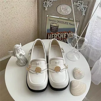 Branco Preto Kawaii Lolita Sapatos Bonitos Doce Menina de Cabeça Quadrada Loli Jk Uniforme Sapato Japonês Gótico Cosplay Anime Goth Meados de Salto 4cm