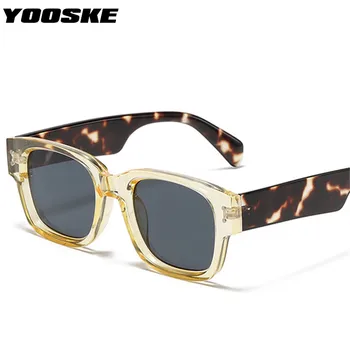 YOOSKE Marca Quadrado Óculos de sol para Homens 2022 Vintage Retângulo de Óculos de Sol das Mulheres da Moda Amarela, Óculos de Condução Tons UV400