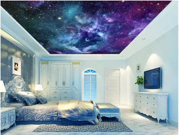 Personalizado com foto de papel de parede 3d teto papel de parede universo de Fantasia estrelado sala de estar, quarto céu teto zenith pintura mural de parede