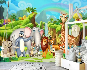 Personalizado papier peint animaux, desenhos animados e de floresta de conto de fadas do mundo animal mural para quarto infantil quarto, sala de estar papel de parede