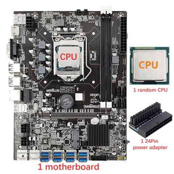 B75 8 de Cartão de Mineração placa-Mãe+CPU+ATX 24 Pinos Adaptador de Alimentação de 8 USB3.0 GPU Ranhura LGA1155 DDR3 RAM Slot SATA3.0 Para BTC/ETH