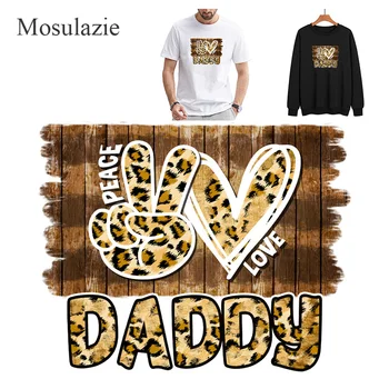 Leopard Papai Diy de Transferência de Decalques Em T-Shirt calcomanias para ropa planchado da Imprensa do Calor Transferência de Decalques Adesivos Para Roupas
