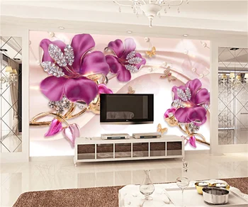 Europeus e Americanos flor jóia de sala de estar quarto de hotel em papel de parede, pintura de parede personalizados auto-adesiva impermeável papel de parede