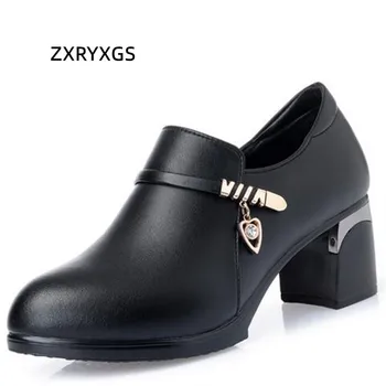2022 Novo Metal Strass Mulheres De Couro Genuíno Sapatos De Salto Alto Tamanho Grande De Outono Inverno De Calçados De Moda Elegante Jantar Sapatos