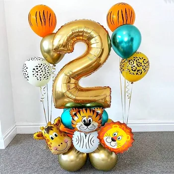 Cartoon floresta animal de tema de festa de verão festa decorações de aniversário, chá de bebê balão de suprimentos leão, tigre, girafa balão