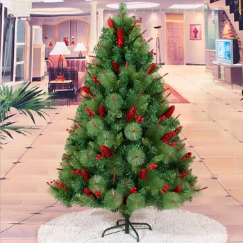 1.2 m / 120CM de frutas vermelhas misturadas agulhas de pinheiro pinha árvore de Natal Decoração de Natal de PVC materiais ecológicos