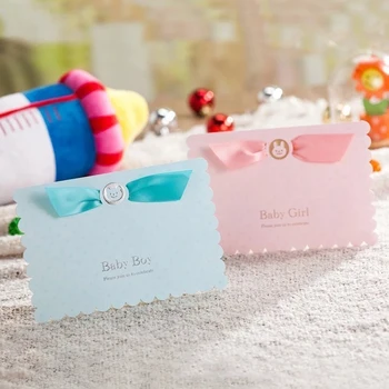 WISHMADE 50pcs Azul cor-de-Rosa Bebê 3D Duche Cartões de Convite com o Bebê Bonito Carro Convida Cartões para as Crianças da Festa de Aniversário de Decoração