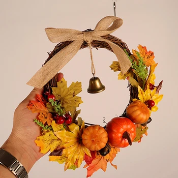 Artificial de Abóbora Maple Leaf pinhas de Coroa de flores, Decoração de Halloween Natal, dia de ação de Graças Foto Adereços DIY Artesanato Decoração