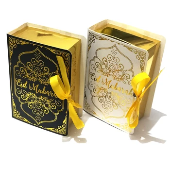 20/50/100Pcs Eid Mubarak Chocolate Caixa de Ramadã Folha de Ouro Alcorão Partido Estilo Caixa de Presente Muçulmanos Islâmicos Fornecimentos de Terceiros
