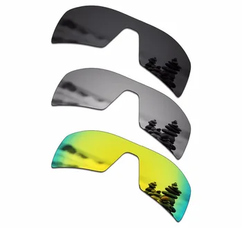 SmartVLT 3 peças Óculos de sol Polarizados de Substituição de Lentes para Oakley Oil Rig Stealth Preto e Prata, Titânio e Ouro 24K