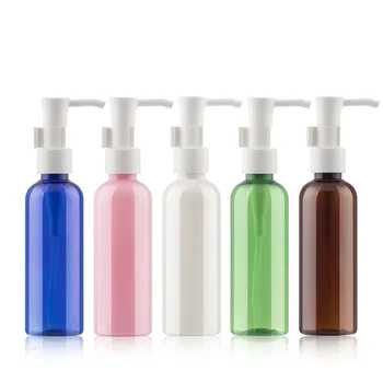 100ML X 48 Óleo Essencial Bomba de Garrafa,Marrom/Transparente/Verde/Azul/Rosa/Repique de Plástico Branco Cosmético,Vazio de frascos de Xampu