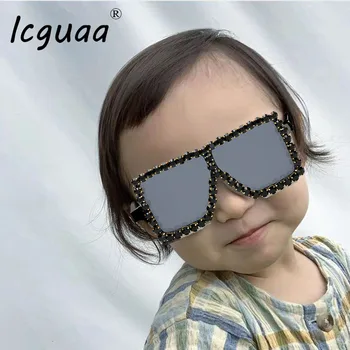 Crianças Do Bebê Diamante Praça Óculos De Sol 2021 Cristal Luxo Strass Armações De Óculos De Crianças Olho Armação De Óculos Óculos Vintage