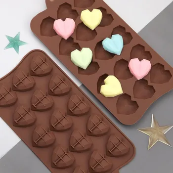 15cavities Mini Coração de Chocolate do Molde de Silicone Moldes dos Doces de Goma de Geléia de Molde a Decoração do Bolo Acessórios