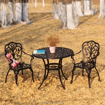 Venda quente Braço de jardim, cadeiras de jantar em conjunto borboleta design de mobiliário de exterior Piscina de Alumínio Fundido Bistro Conjunto de mesa 85cm de boa qualidade