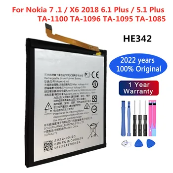 2022 HE342 3060mAh Substituição da Bateria Para Nokia 7.1 / X6 2018 6.1 Plus / Plus 5.1 TA-1100 TA-1096 TA-1095 TA-1085 Bateria do Telefone