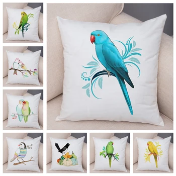 Cartoon Papagaio Animal Fronha de almofada Decorativa Flor e o Pássaro Almofada de Sofá de Casa de Carro Fronha