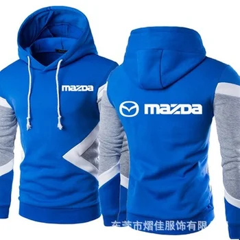 Nova Primavera, Outono Moda Mazda Logotipo Do Carro Hoodies Patchwork Homens Camisolas Pullover Casual Algodão Casaco Com Carapuço 5 Cores