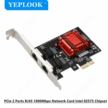 PCIe x1 Dupla RJ45 Gigabit Placa de Rede de 10/100/1000Mbps com Fio Adaptador Lan Ethernet Chipset Intel 82575/82576 por Servidor da área de Trabalho