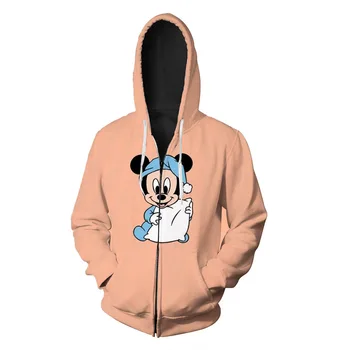 Nova Queda Harajuku Rua blusa de Moletom masculina Marca Disney Stitch e do Minnie do Mickey do Anime 3D Impresso Moda Casual Zip Hoodie Y2K