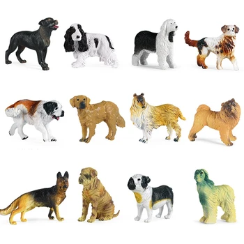 FBIL-12Pcs de Simulação de Animais de Estimação, Cães de Série do Modelo Mini Pastor Golden Retriever Shar Pei de Brinquedos Educativos Para Crianças Brinquedo