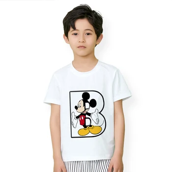 Carta Do Mickey Mouse Kawaii Anime De Criança Roupas De Verão Criança T-Shirts Disney T-Shirts Para Crianças Desenhos Animados Superior Para O Menino Menina T-Shirt