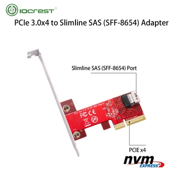 IOCREST PCI Express x4 Cartão 1 x interno Slimline SFF SAS-8654 4i NVMe