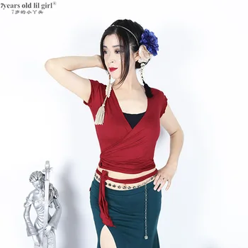 Dança do ventre Top de Manga Longa de Malha Oriental Profissional Bellydance Camisas de Mulheres Prática Roupas GCC01-02