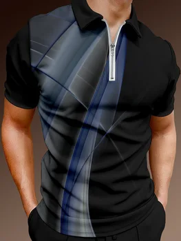 S-5XL Homens de Verão Casual Manga Curta, Camisas Pólo Masculino dos Homens Zip Camiseta Homens Tops Rua Vestuário de Golfe de Roupas Para Homens 2022