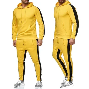 2023 nova Primavera e outono homens de costura de esportes lazer clássico de fitness sportswear camisola com capuz terno