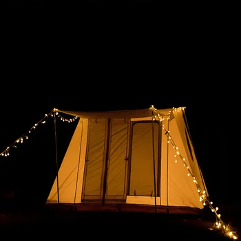 Lona Bell Tenda - w/Fogão de Jack, Impermeável, de 4 Temporada de Luxo ao ar livre e Camping Glamping Tenda Tenda Feita de 100% Respirável C