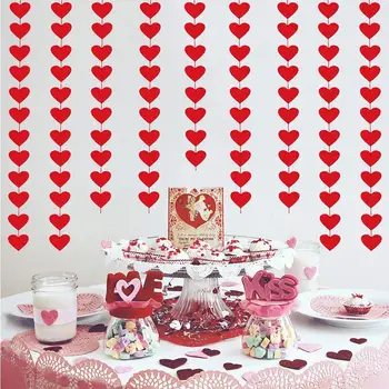 Corações vermelhos Garland DIY do Dia de são Valentim Seqüência de Suspensão Garland Dia de Aniversário de Casamento, Festa de Aniversário, Decoração de Ano Novo 2022