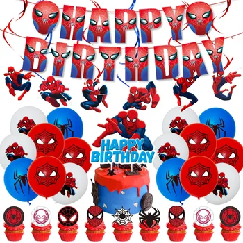 Tema do homem-aranha Festa Decoração de super-Herói da Marvel Bandeira Pendurada em Espiral Decoração de Balão Bolo Topper para Crianças Meninos Aniversário de Suprimentos