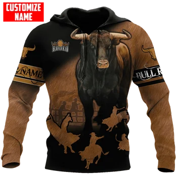O Nome personalizado Bull Riding 3D por Todo Impresso Homens Moletom Unisex moletom com Capuz Streetwear Casual zíper hoodies DK453