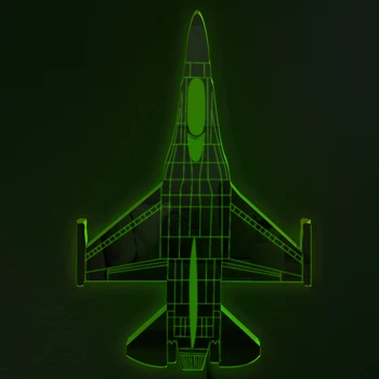 Avião da Aviação Parede do DIODO emissor de Luz 3D Deco F-16 Fighting Falcon Jet Espelho Com luz de fundo LED Aviões de Combate da Noite da Lâmpada