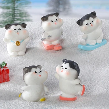 Animais Dos Desenhos Animados Do Gato Ornamento De Resina Micro Paisagem Bonito Estatuetas Em Miniatura Kawaii Acessórios De Mesa Para Decoração De Casa Dom Crianças