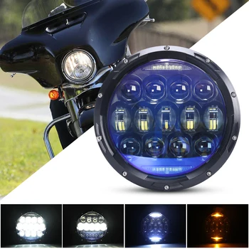 Moto de 7 polegadas LED Farol H4 para Harley Turnê Ultra Classic Electra Street Glide Road King Café Racer Honda Chopper