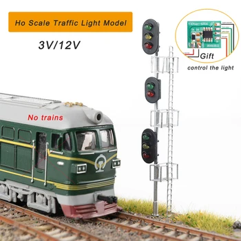 Ho Escala 1:87 3V/12V Sinal de Trânsito de Luz Modelo DIY de Tomada de Trem da Lâmpada de Construção da Arquitetura de Paisagem para Diorama 1pc