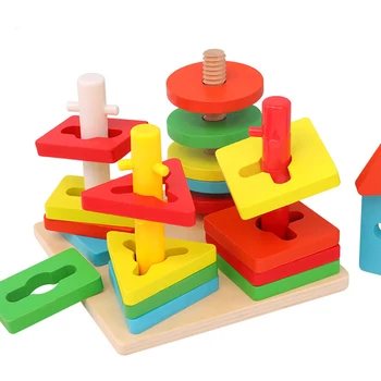 DIY 3D Edifício de Madeira Puzzle Montessori Brinquedos Geométrica de Quebra de Classificação Conselho Início de Brinquedos Educativos Presentes Para Crianças