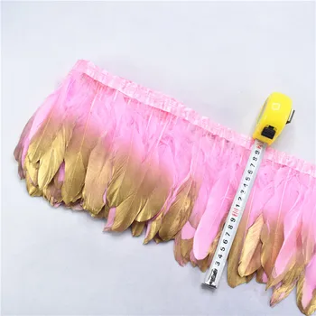2meters/muito Spray de Ganso de Ouro cor-de-Rosa Pena de fita Guarnições de 15-20cm de diy decoração Penas para artesanato Carnaval de decoração de Casamento plumas
