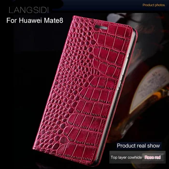 Marca de luxo do telefone caso genuíno de couro de crocodilo textura lisa caso De telefone Huawei Mate8 artesanal caso de telefone