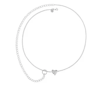 Em forma de coração açúcar duplo clavícula cadeia feminino banhado a S925 amor colar de Dia dos Namorados de aniversário, presente da jóia